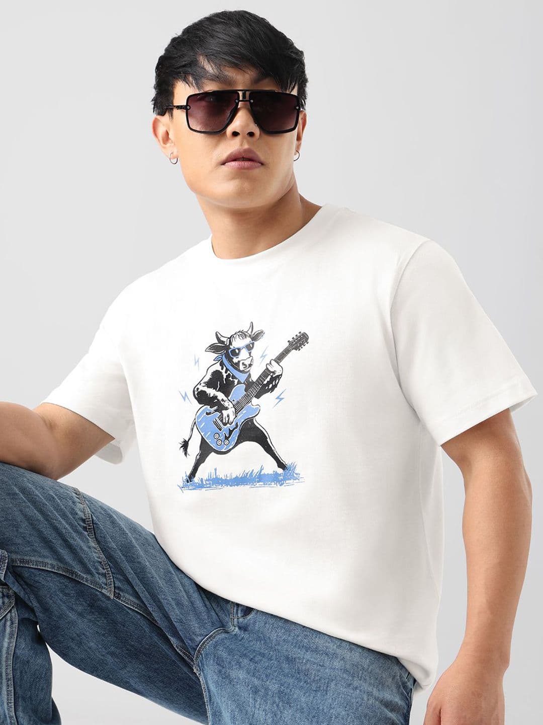 The Souled Store Men Relaxed Fit Printed White T-Shirts - view 1