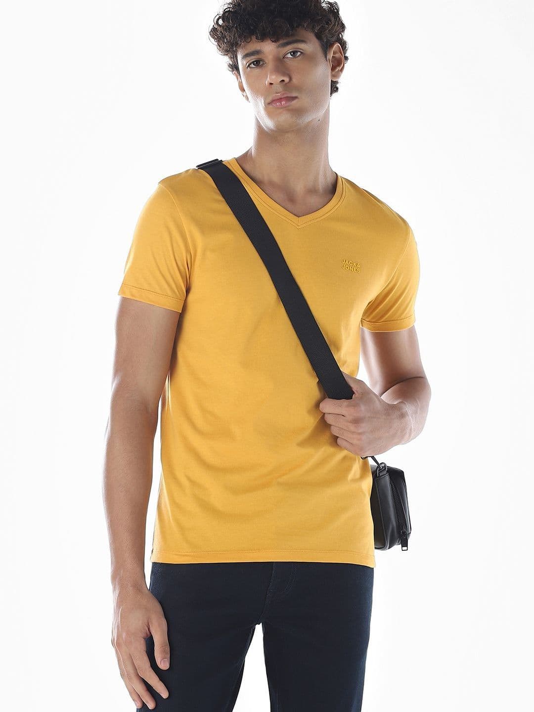 Jack & Jones Men Brand Logo V-Neck T-shirt - view 1