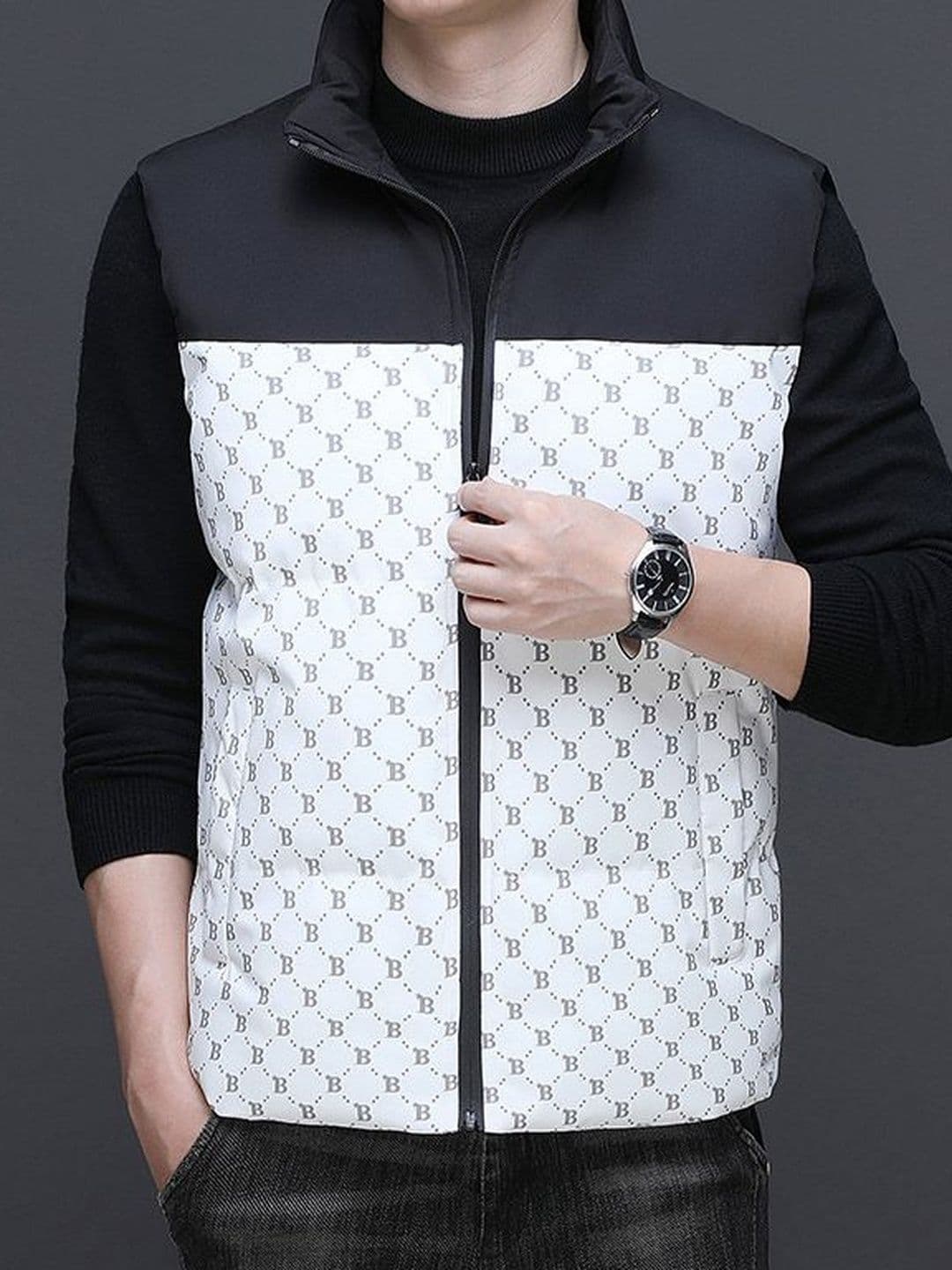 StyleCast x Revolte Colourblocked Stand Collar Tailored Jacket - view 1
