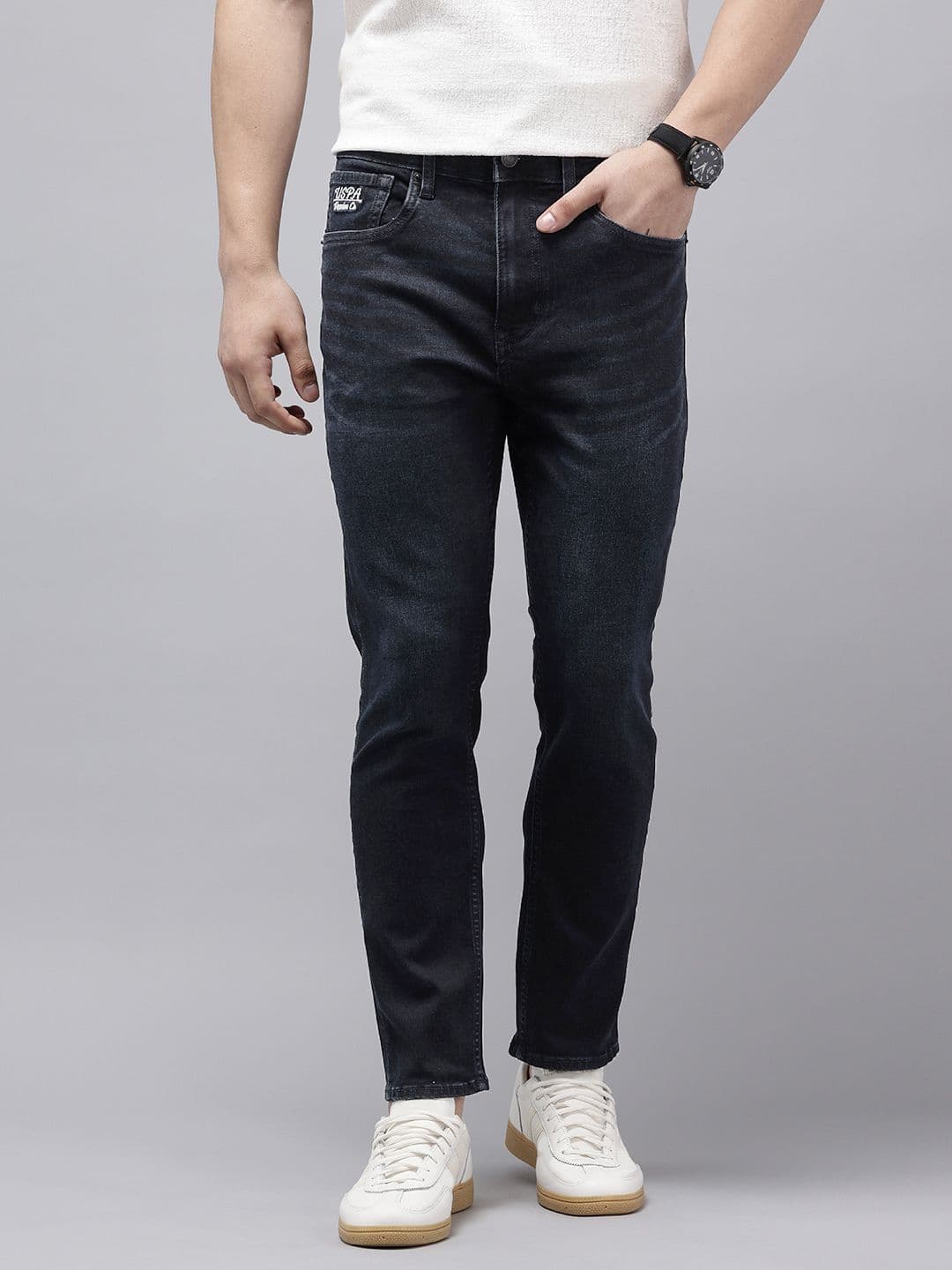 U.S. Polo Assn. Denim Co. Men Cole Tapered Crop Skinny Fit Light Fade Stretchable Jeans - view 1