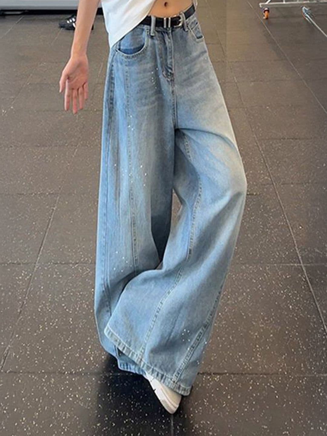 StyleCast x Revolte Men Wide Leg Mid-Rise Light Fade Jeans - view 1