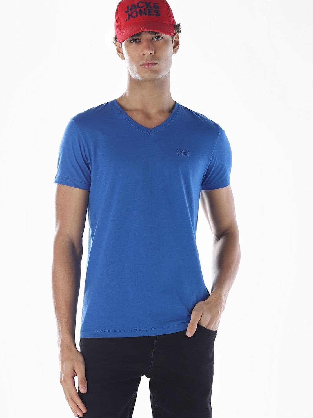 Jack & Jones Men Brand Logo V-Neck T-shirt - view 1