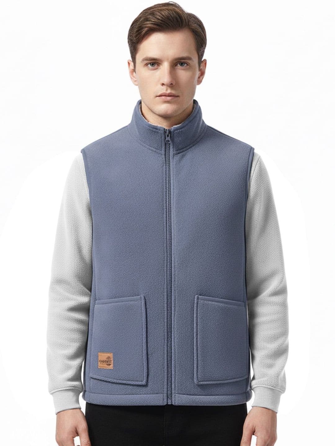 StyleCast x Revolte Men Corduroy Mock Collar Sleeveless Tailored Jacket - view 1