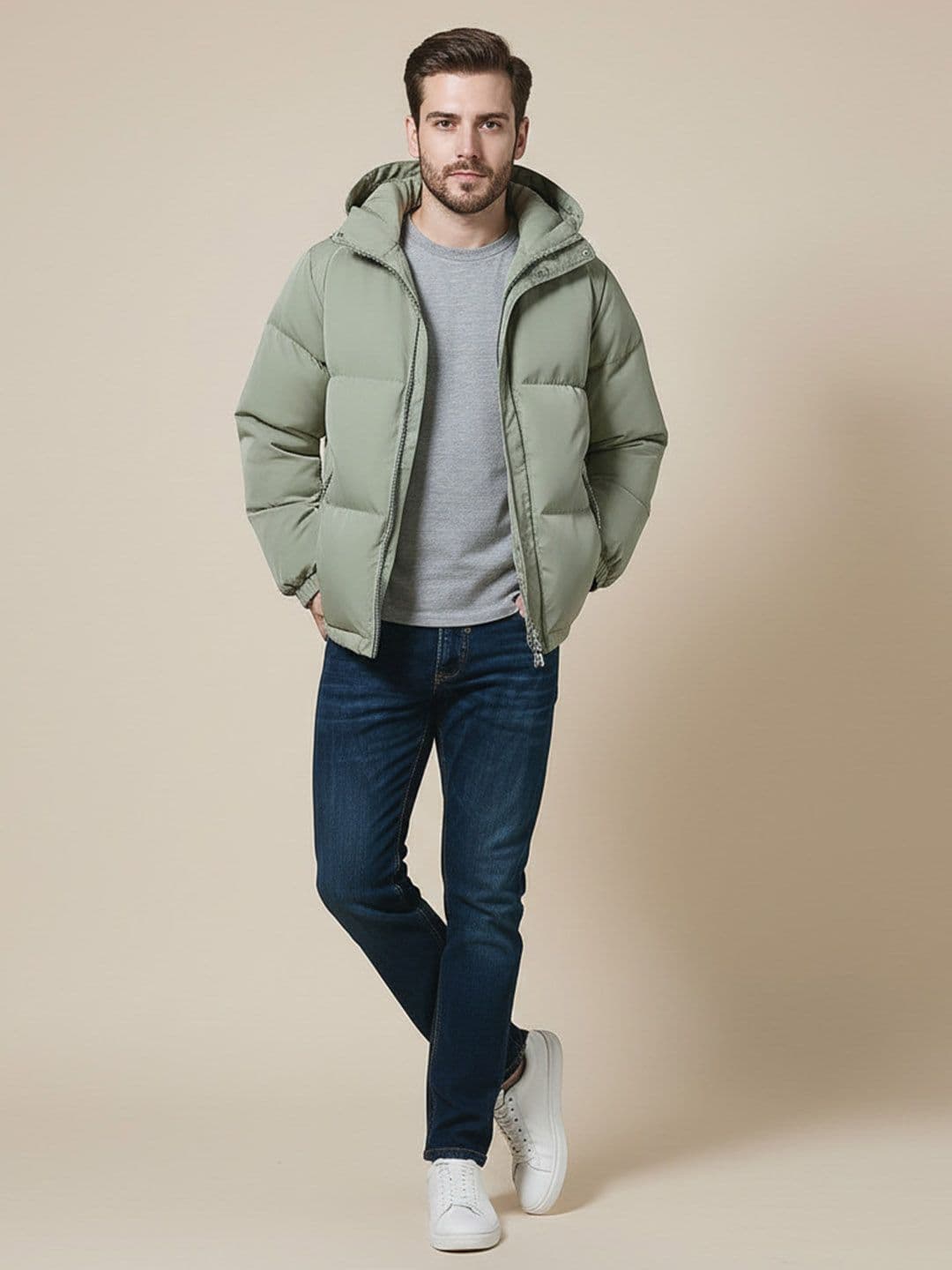 Mast & Harbour Men Hooded Solid Puffer Jacket - view 1