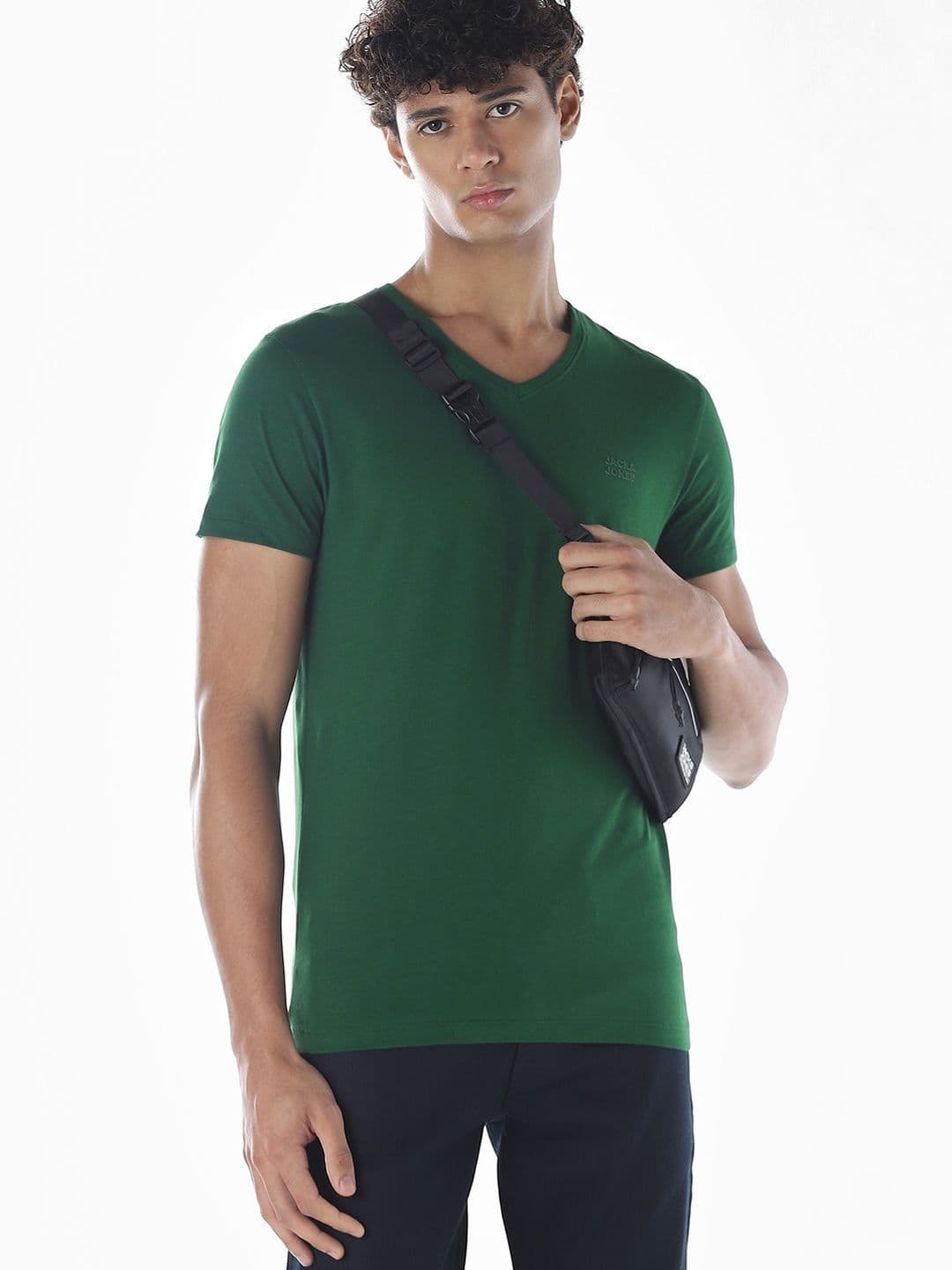 Jack & Jones Men Brand Logo V-Neck T-shirt - view 1