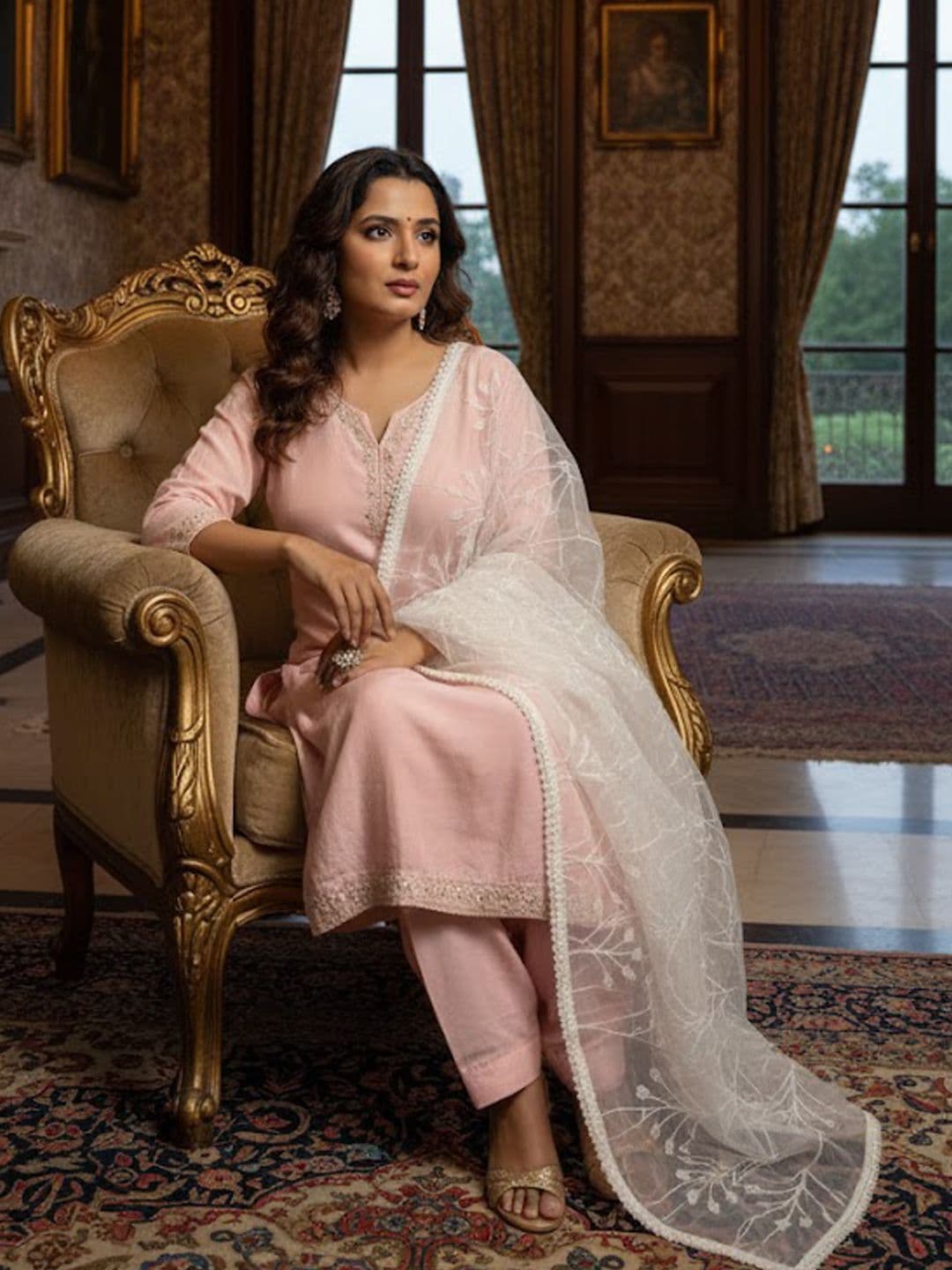 HRITIKA Women Ethnic Motifs Embroidered Dupatta with Thread Work - view 1