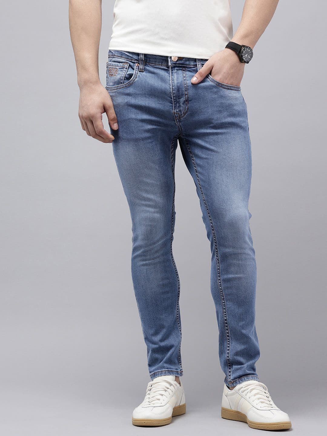 U.S. Polo Assn. Denim Co. Men Henry Skinny Fit Mid-Rise Heavy Fade Stretchable Jeans - view 1