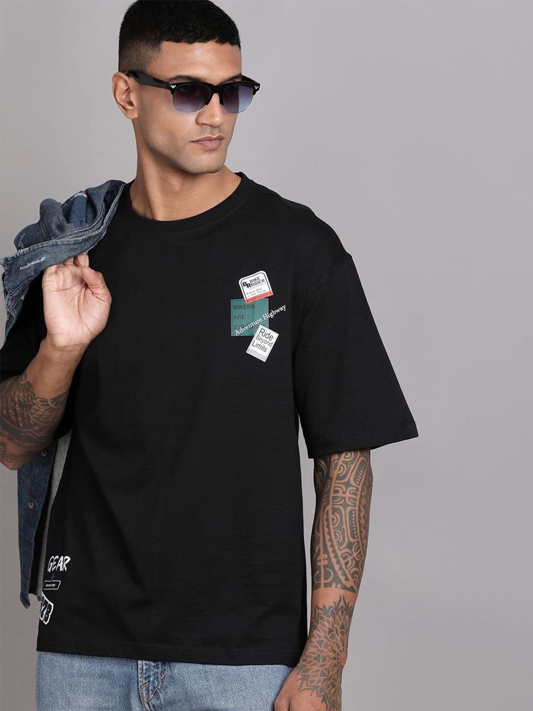 The Roadster Lifestyle Co. Graphic Printed Relaxed-Fit Drop Shoulder Pure Cotton T-Shirt - view 1