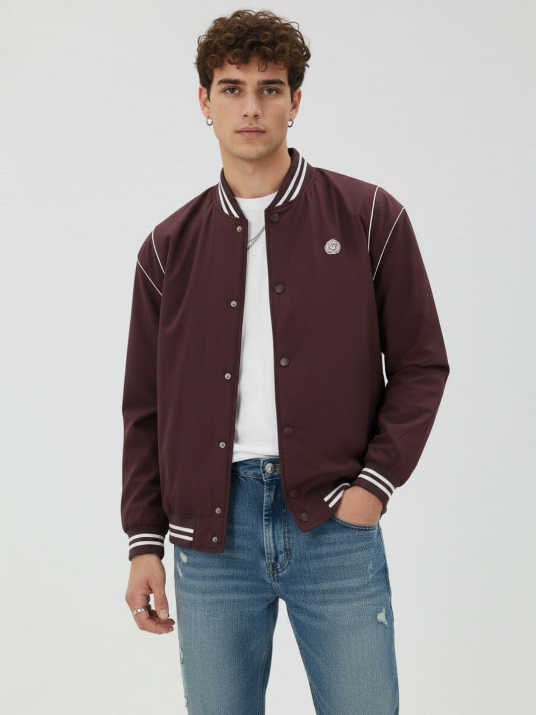 glitchez Contrast Trims Varsity Jacket - view 1