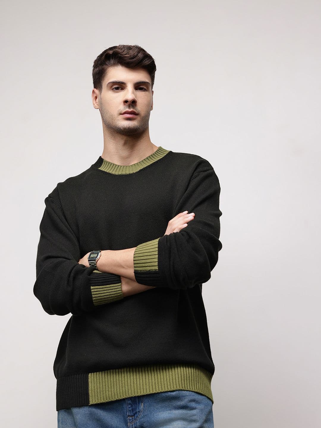 ether Round Neck Drop Shoulder Sleeves Pure Cotton Pullover - view 1