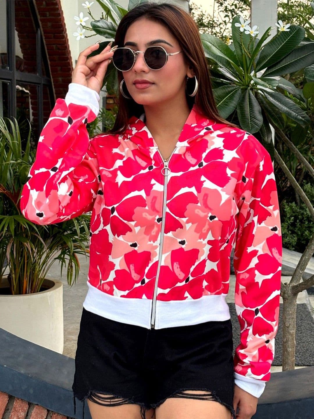 TANDUL Women Fleece Lightweight Crop Bomber Jacket - view 1