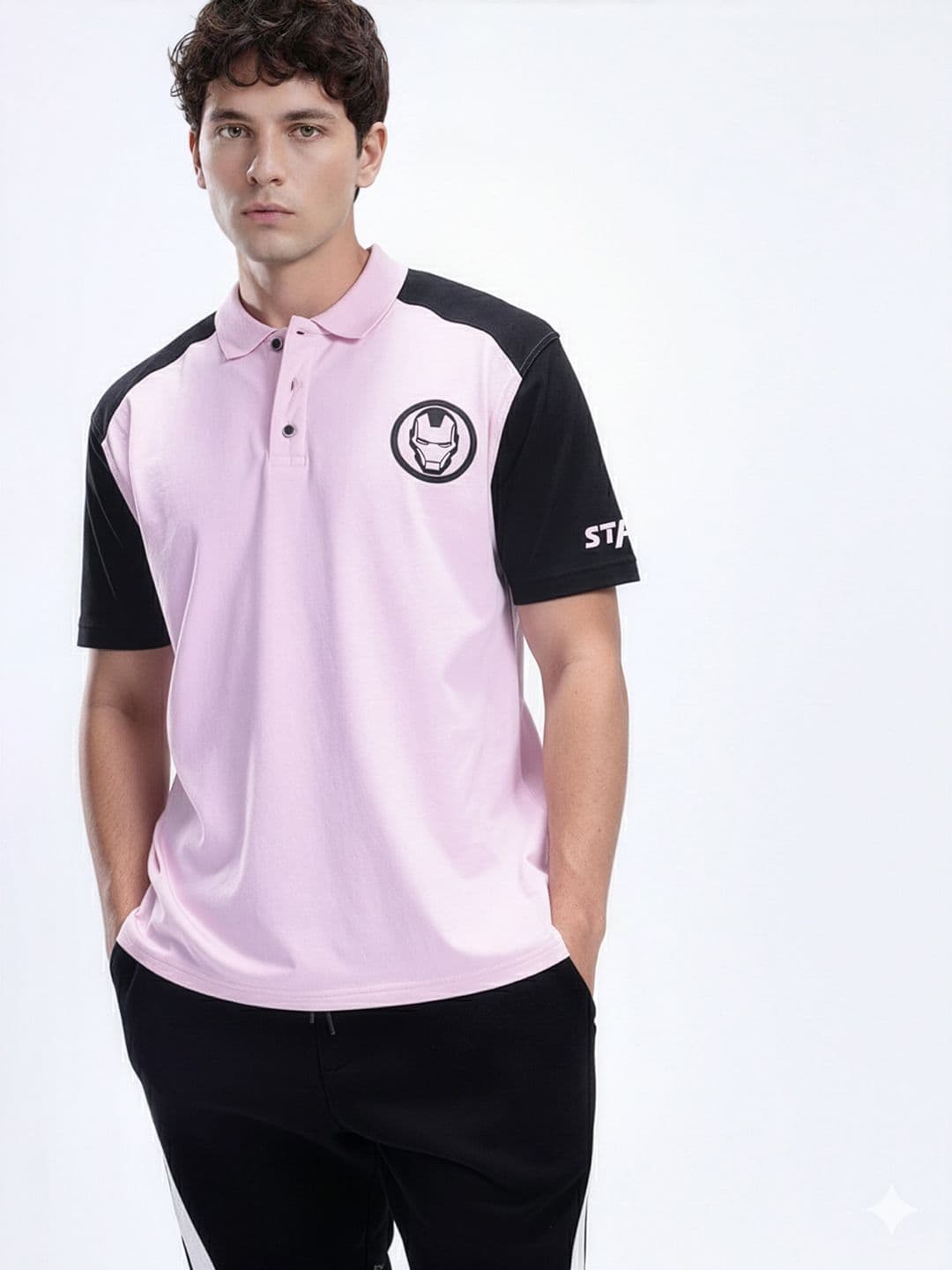 Kook N Keech Marvel Men Iron Man Printed Polo Collar Oversized T-shirt - view 1
