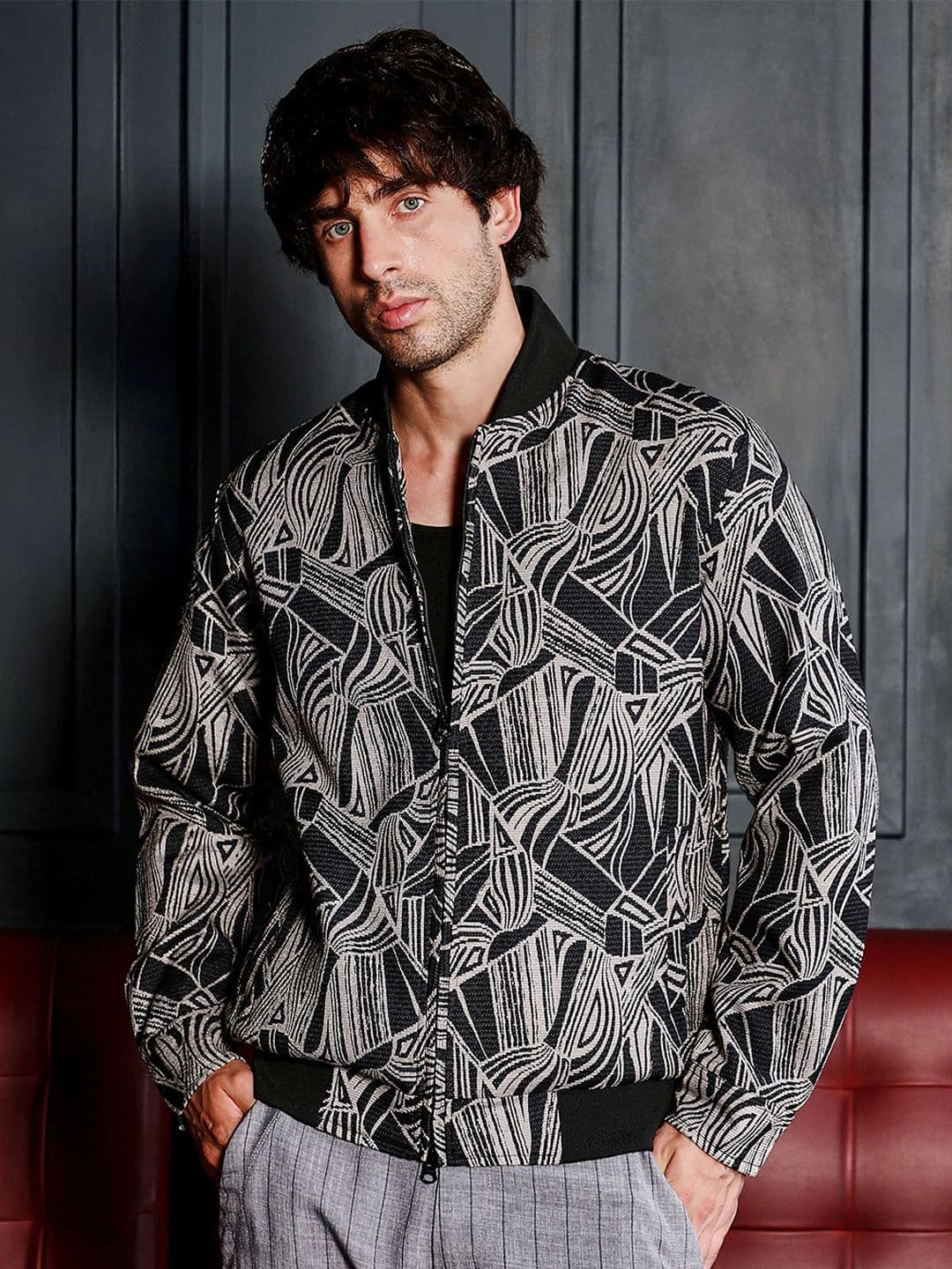 CAHOOT Men Lightweight Biker Jacket with Embroidered - view 1
