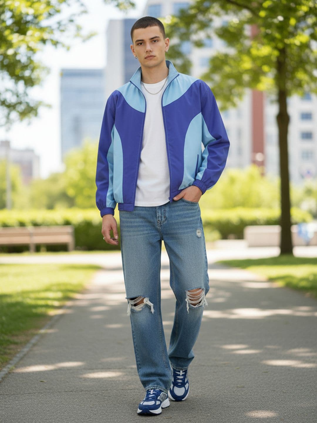 glitchez Mock Collar Paneled Tailored Jacket - view 1