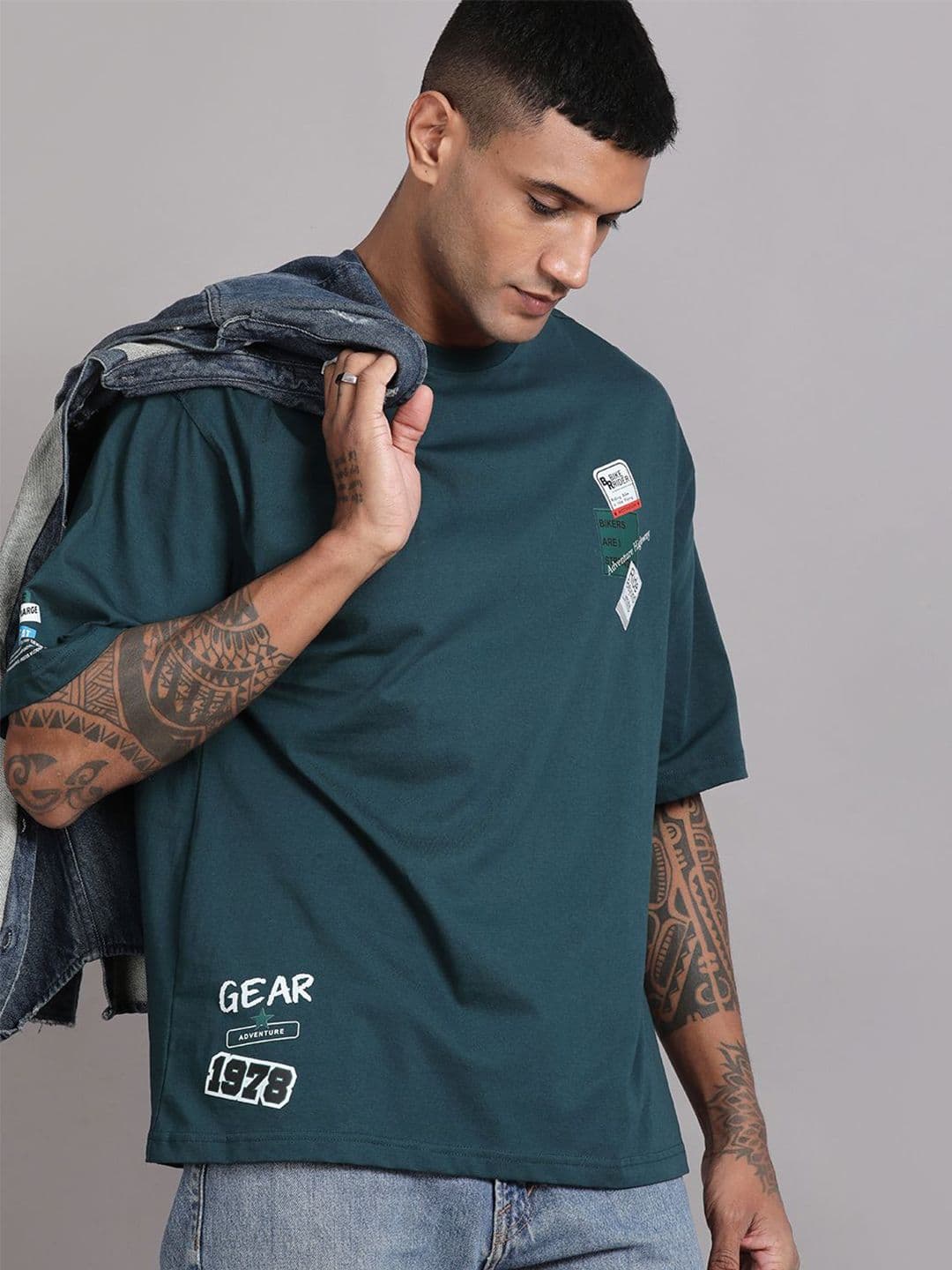 The Roadster Lifestyle Co. Graphic Printed Relaxed-Fit Drop Shoulder Pure Cotton T-Shirt - view 1