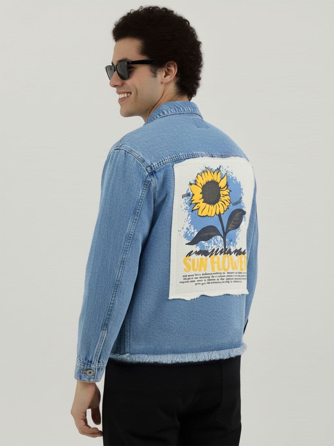 Mast & Harbour Pure Cotton Graphic Printed Patchwork Denim Jacket - view 1