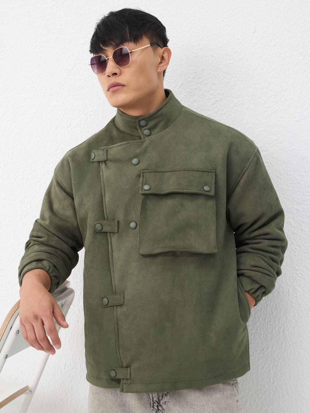 The Souled Store Men Oversized Fit Solid Green Jackets - view 1
