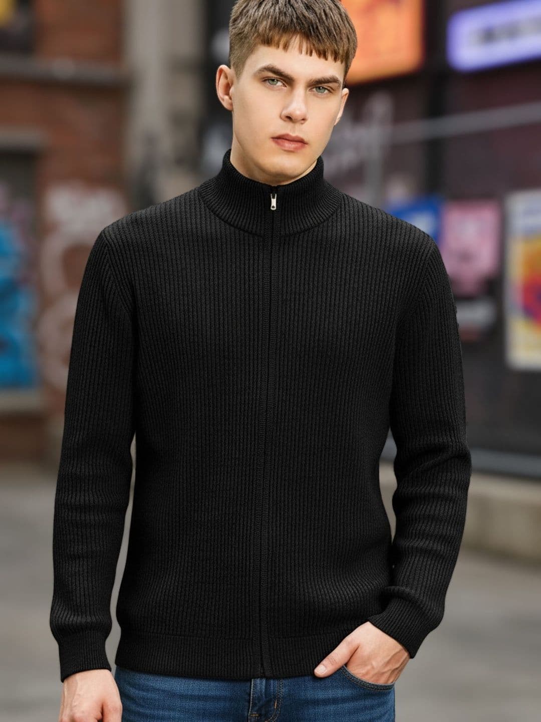 Maniac Men Solid Zipper Jacket - view 1