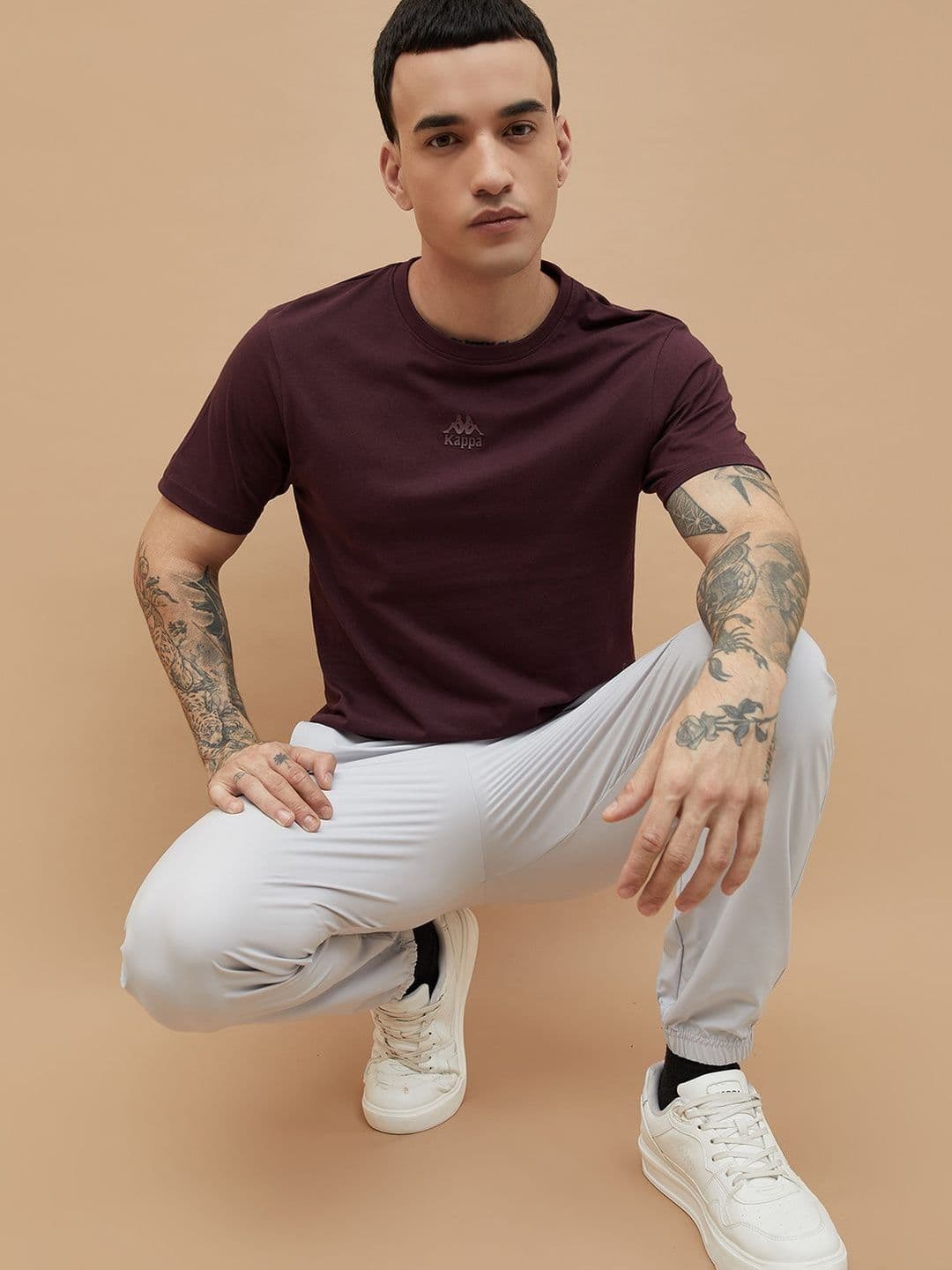 Kappa Men Red Round Neck Cotton Solid T-shirt - view 1