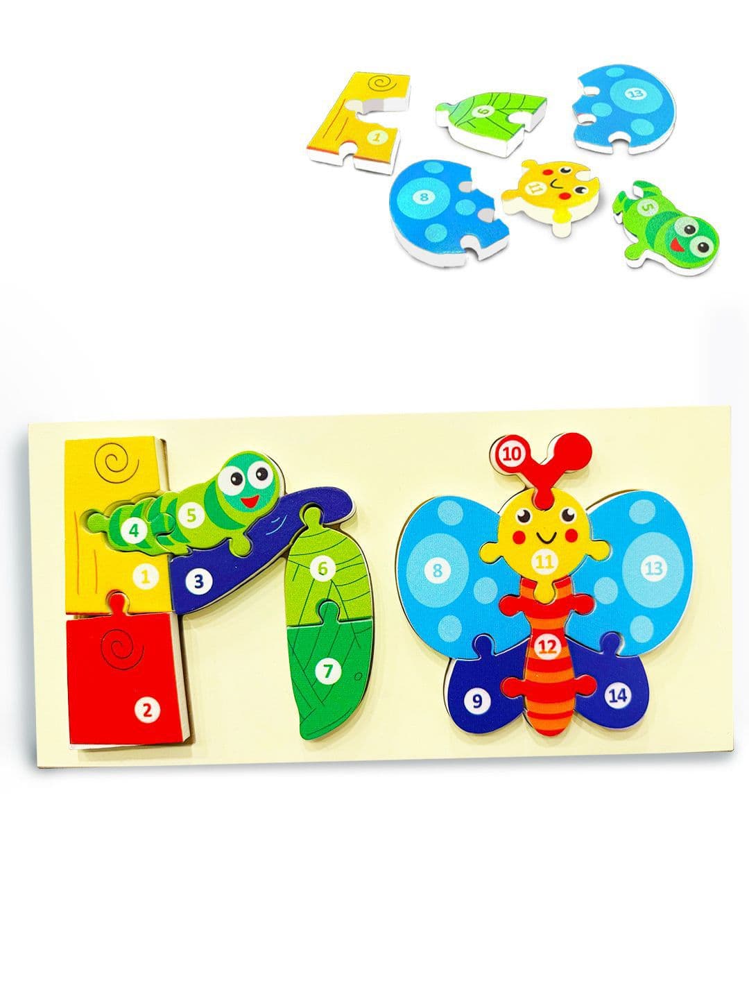 WEMBLEY BPA Free Butterfly Life Cycle Wooden Puzzle Activity Toys and Games - view 1