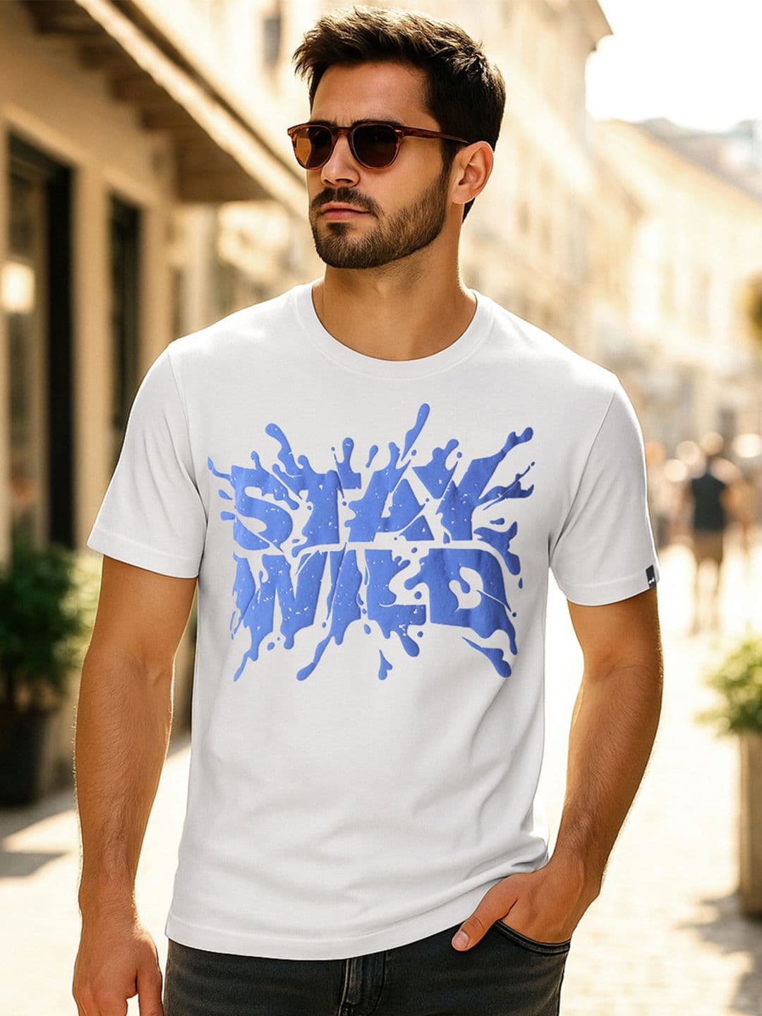Bewakoof Men's White Stay Wild Graphic Printed T-shirt - view 1