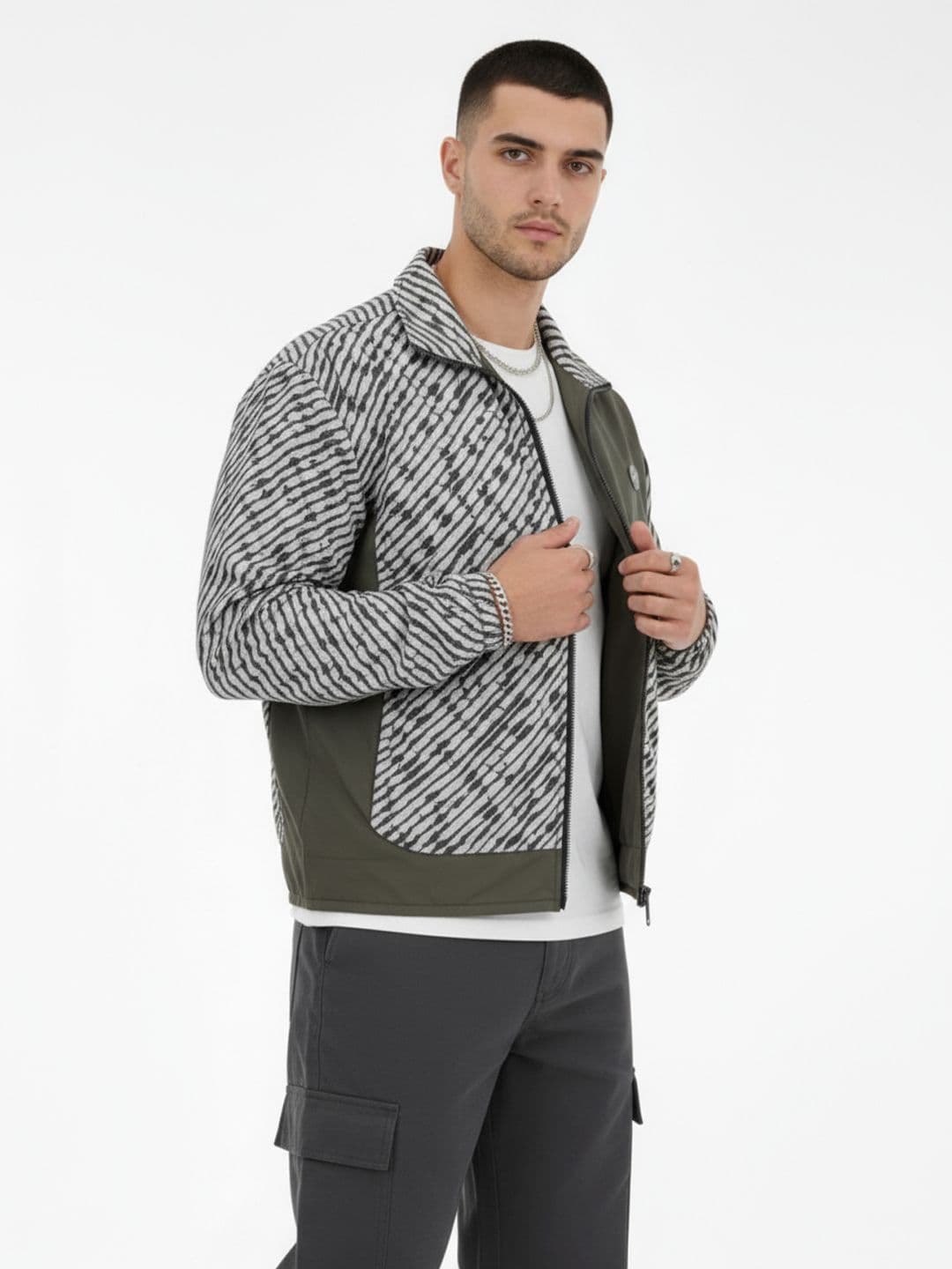 glitchez Abstract Print Windcheater Oversized Tailored Jacket - view 1