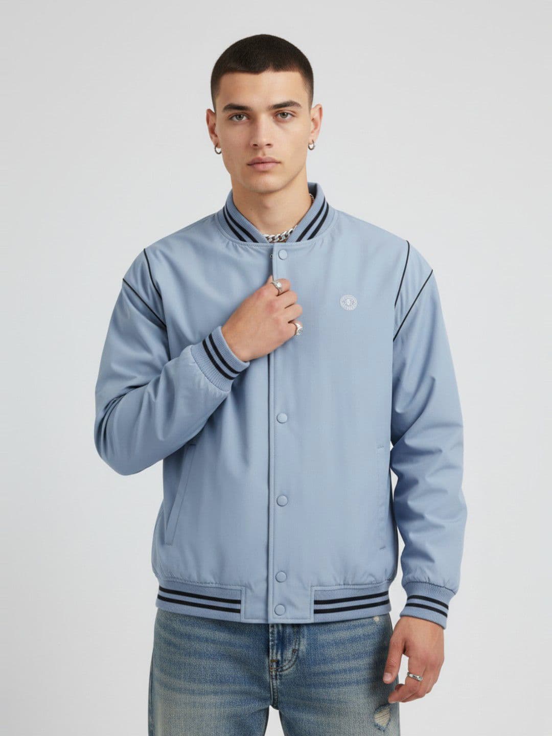 glitchez Stand Collar Bomber Jacket - view 1