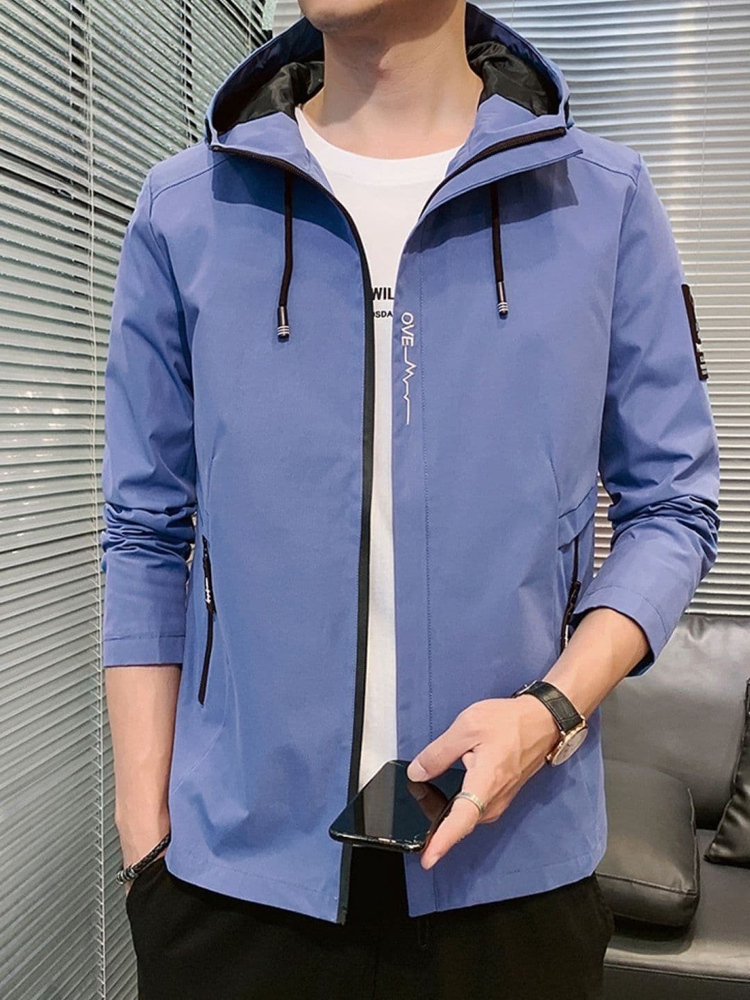KPOP Men Brand Logo Lightweight Sporty Jacket - view 1