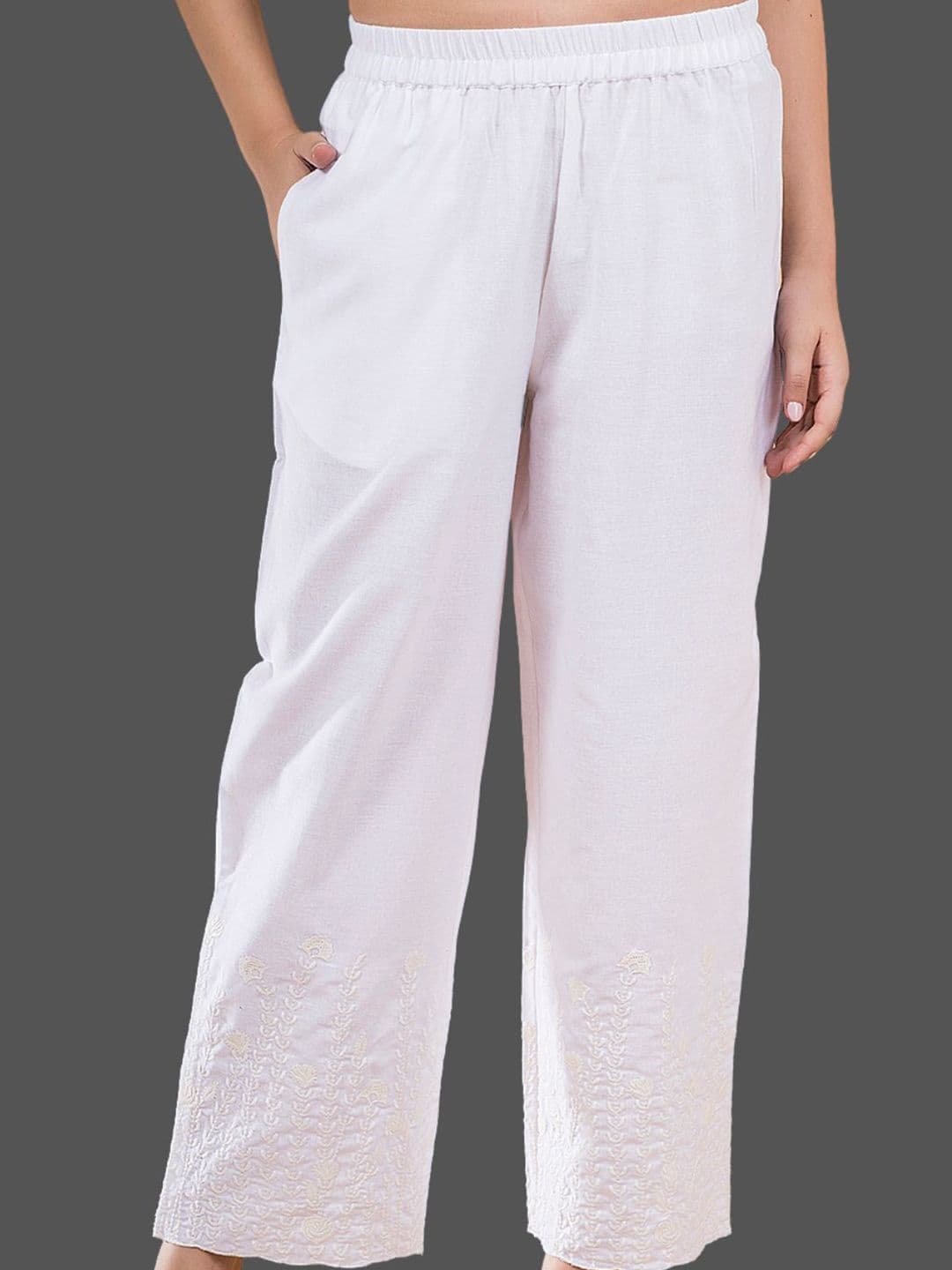 Saffron Threads Women Floral Embroidered Wide Leg Ethnic Palazzos - view 1