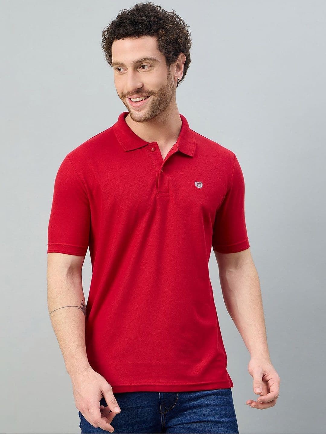 Duke Men Brand Logo Polo Collar Slim Fit T-shirt - view 1