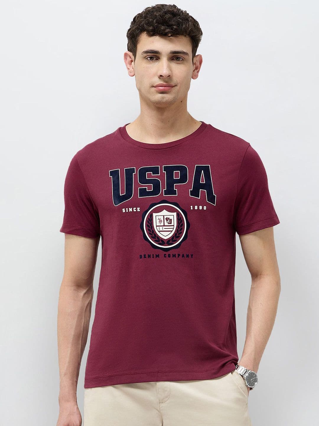 U.S. Polo Assn. Denim Co. Men Brand Logo Printed Round Neck Cotton T-shirt - view 1