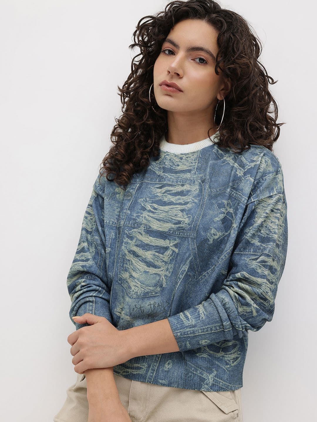 The Roadster Life Co. Women Self Design Pullover - view 1