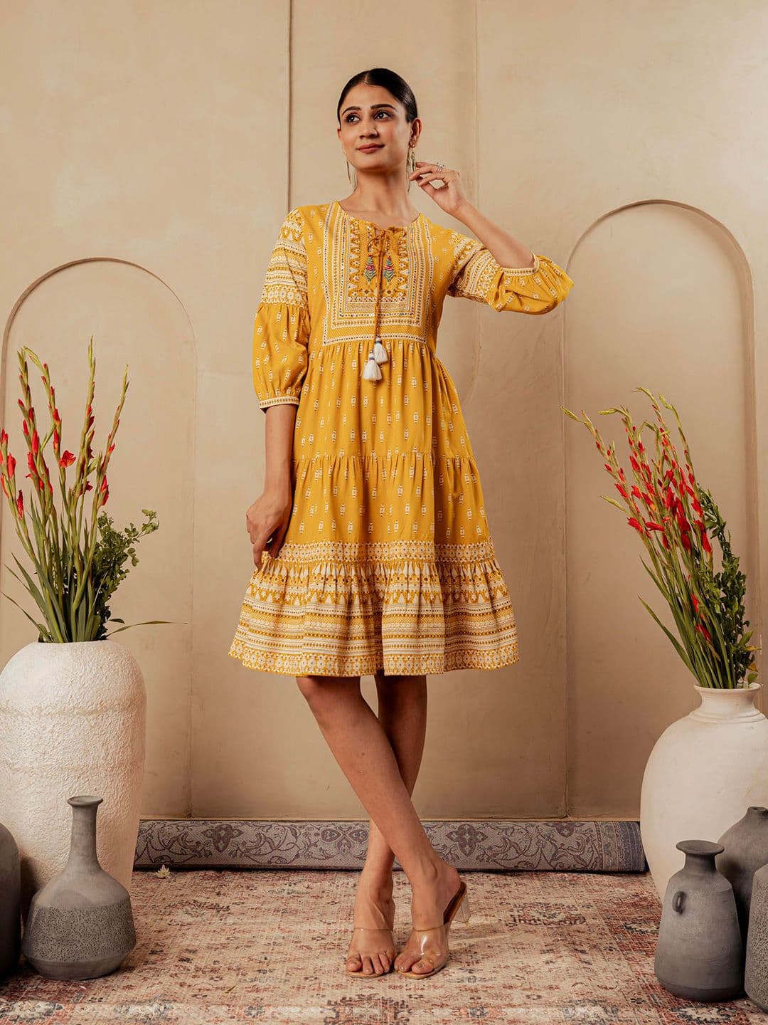 Juniper Women Ethnic Motifs Print Fit & Flare Dress - view 1
