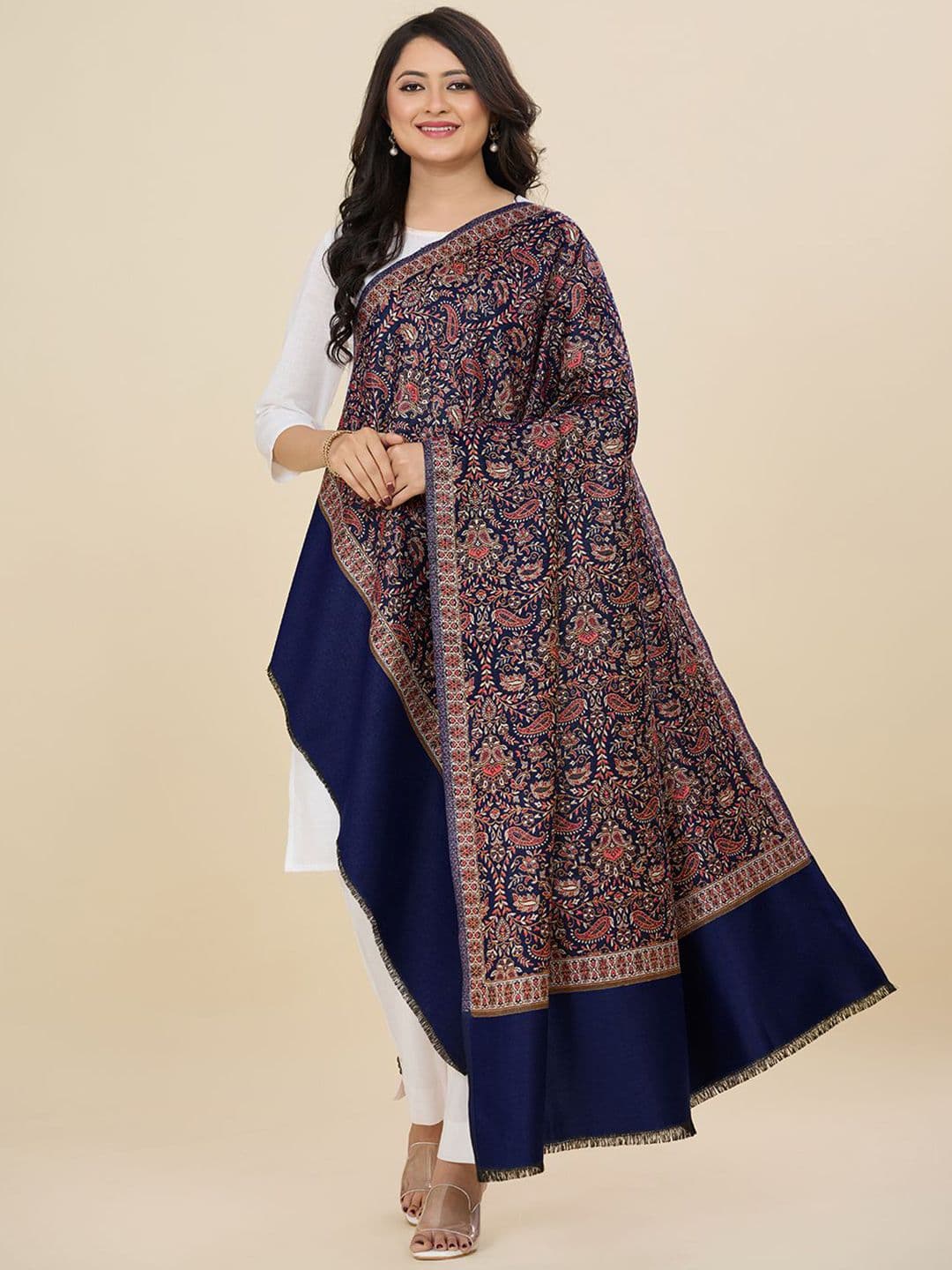 WEAVERS VILLA Women Floral Woven Design Winter Shawl - view 1