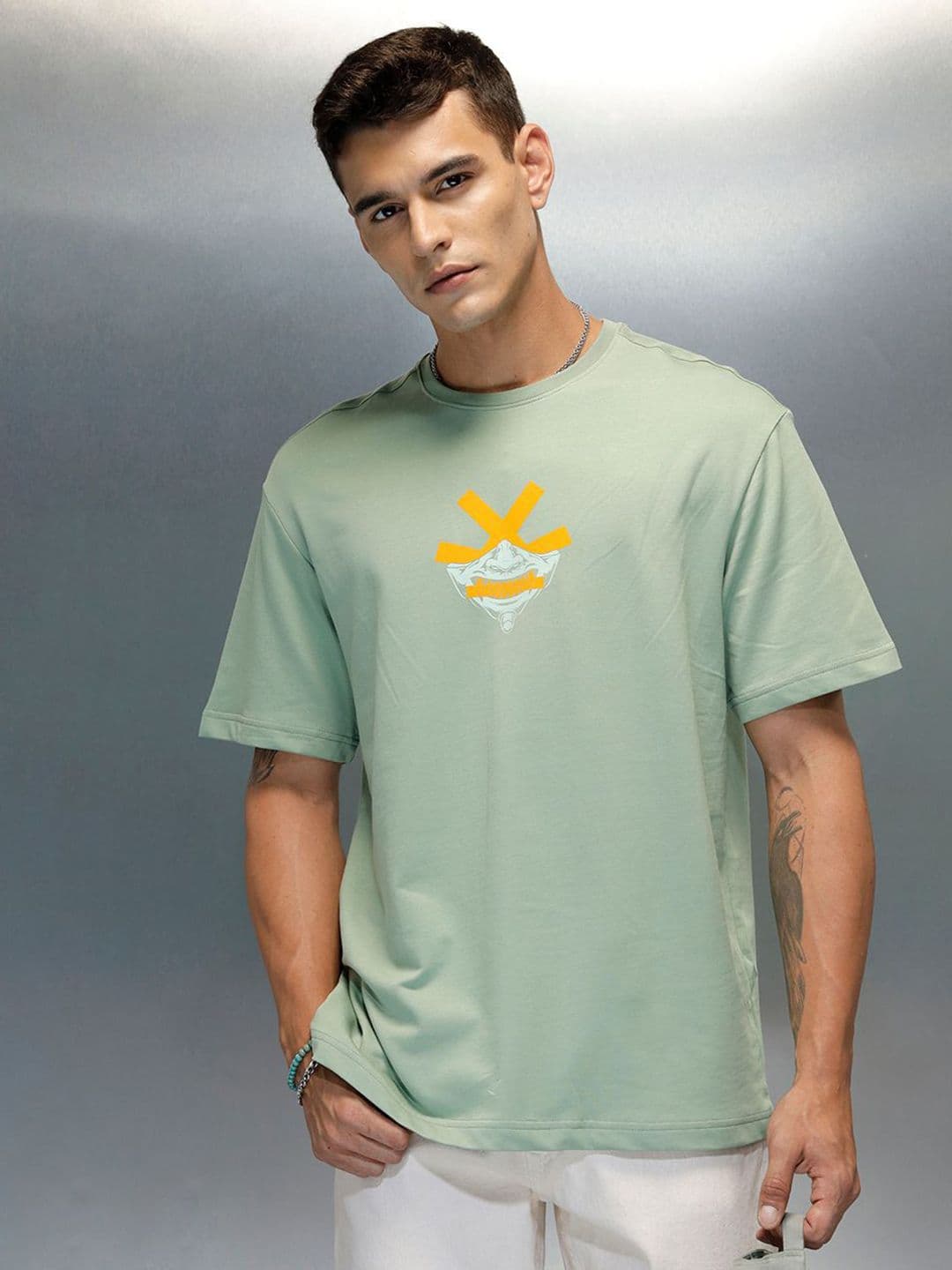 WROGN Men Graphic Printed Round Neck Cotton Relaxed Fit T-shirt - view 1