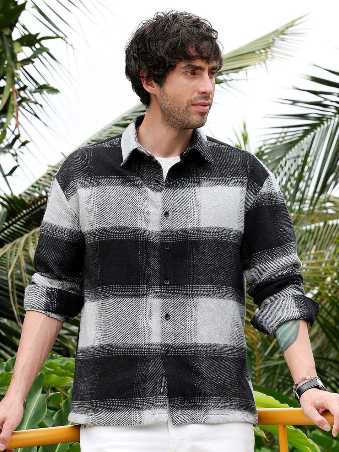 CAHOOT Men Comfort Oversized Fit Buffalo Checked Spread Collar Cotton Casual Shirt - view 1