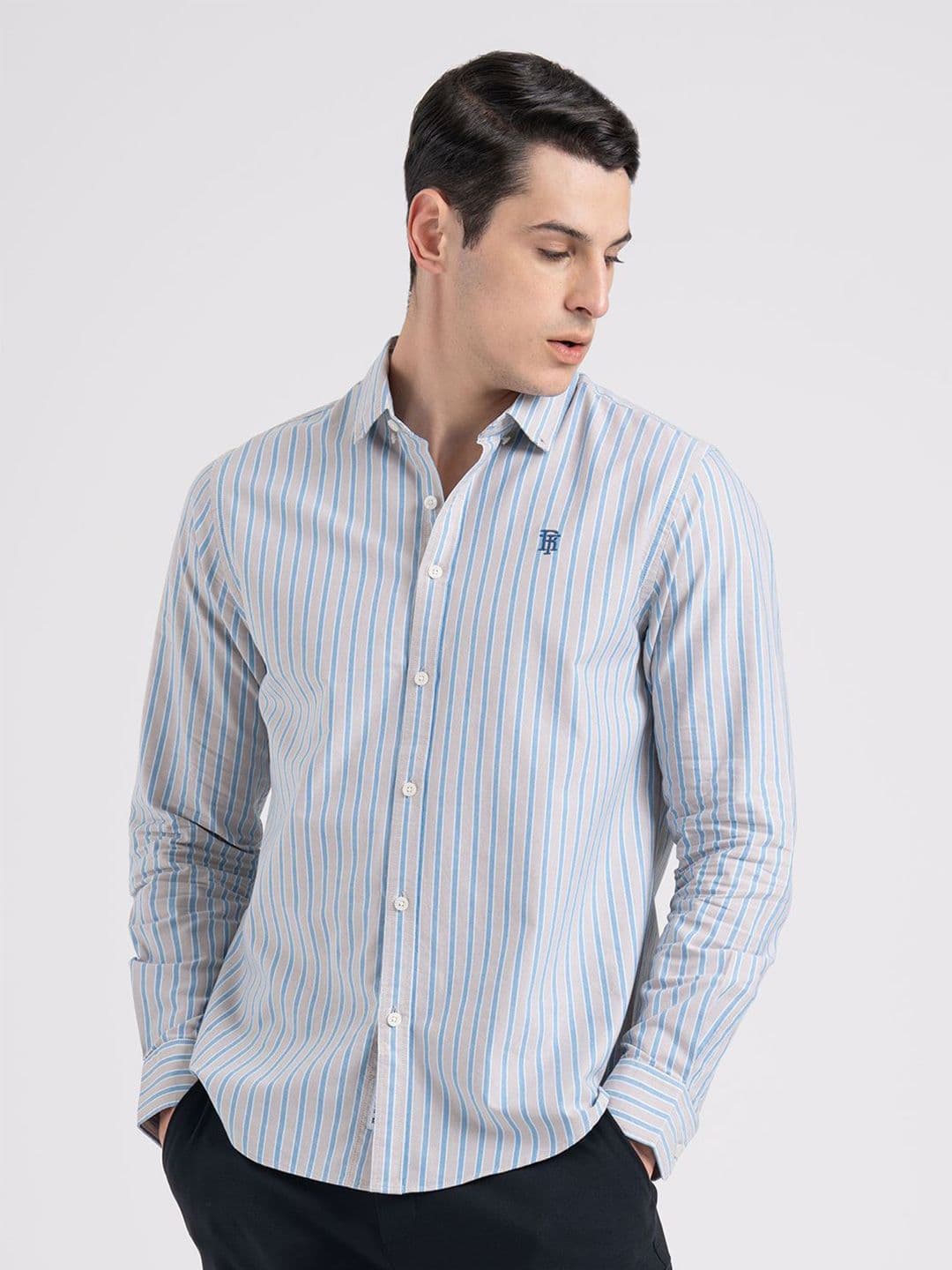 Red Tape Men Vertical Striped Button-Down Collar Pure Cotton Casual Shirt - view 1