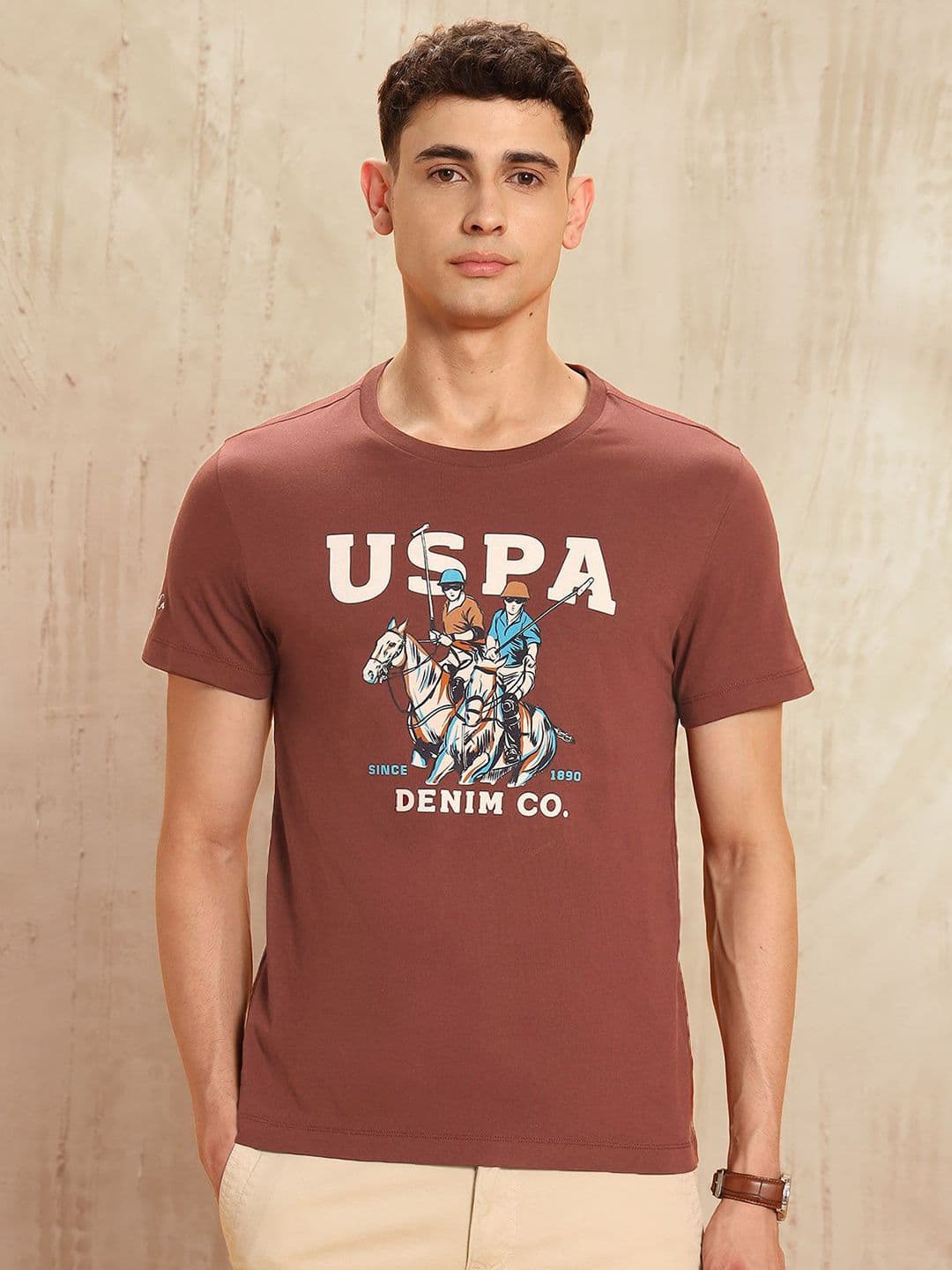U.S. Polo Assn. Denim Co. Men Graphic Printed Round Neck Cotton Muscle Fit T-shirt - view 1