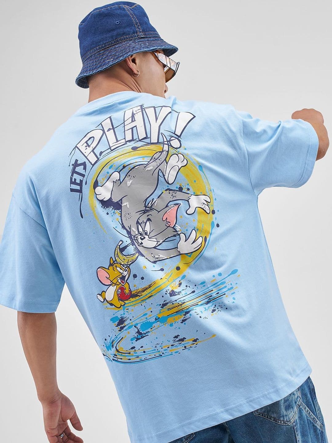 HIGHLANDER Men Looney Tunes Graphic Printed Round Neck Cotton Oversized T-shirt - view 1