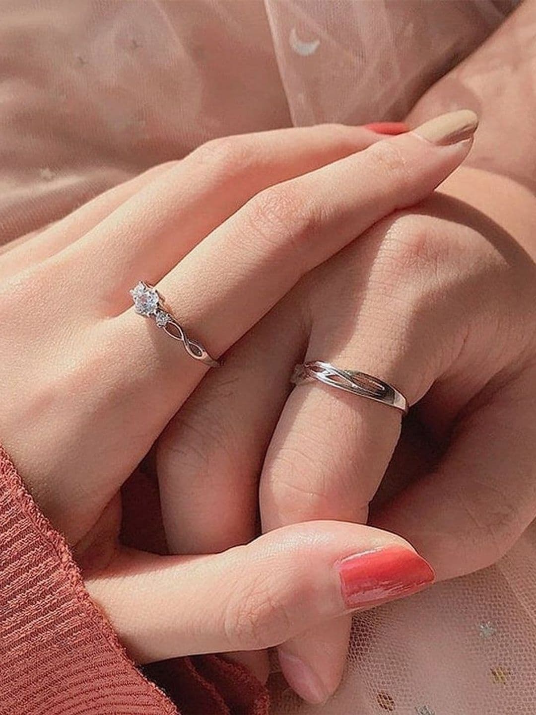 Teeragaj Set Of 2 Stone-Studded Adjustable Finger Rings - view 1