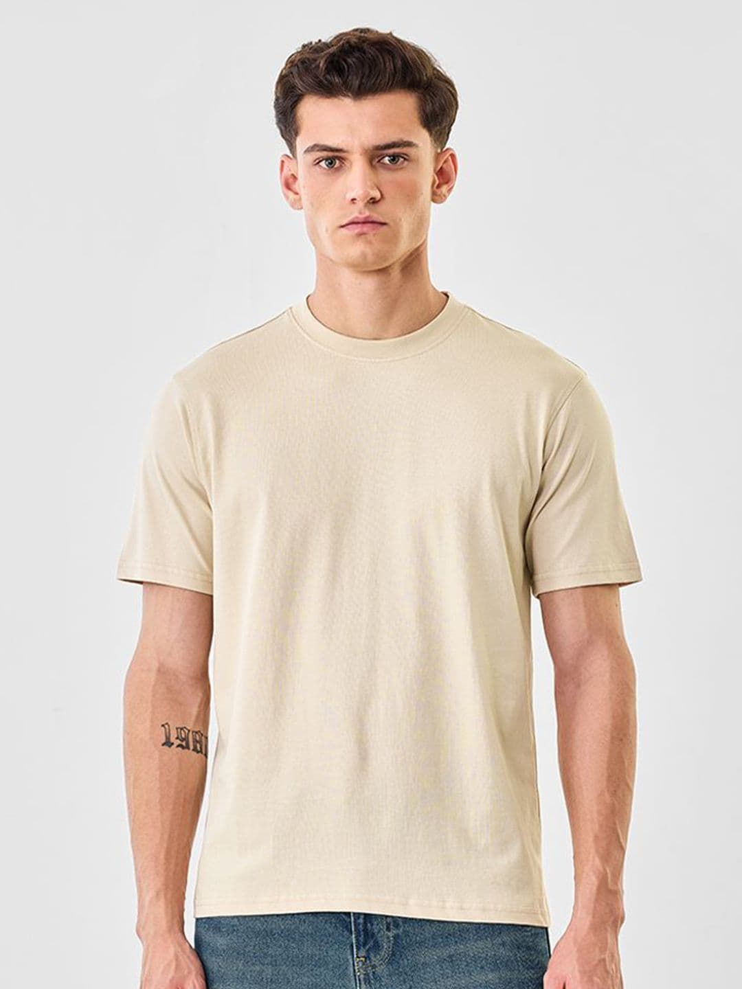 Snitch Men Solid Round Neck Pure Cotton T-shirt - view 1
