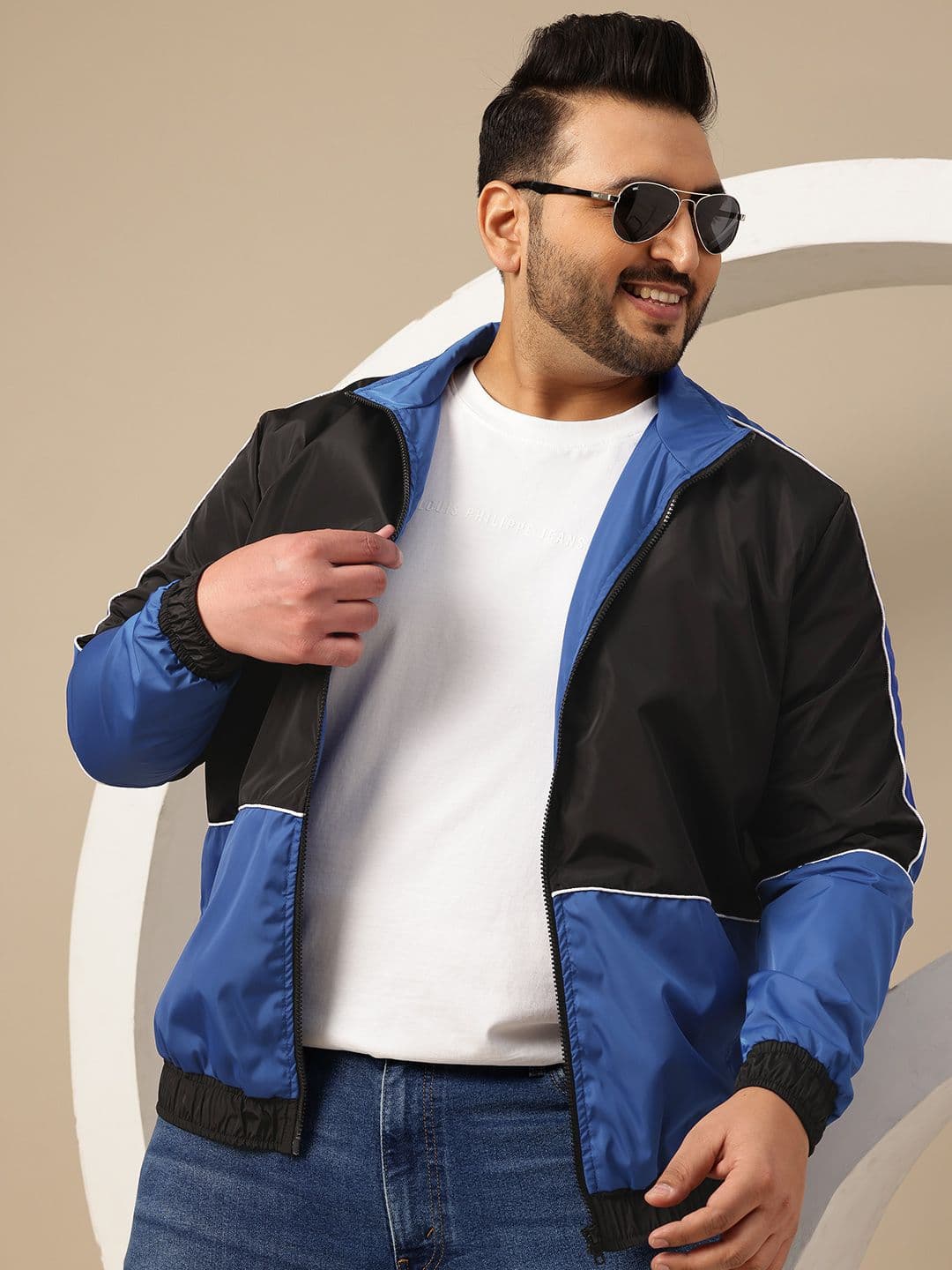Sztori Plus Size Colourblocked Bomber Jacket - view 1