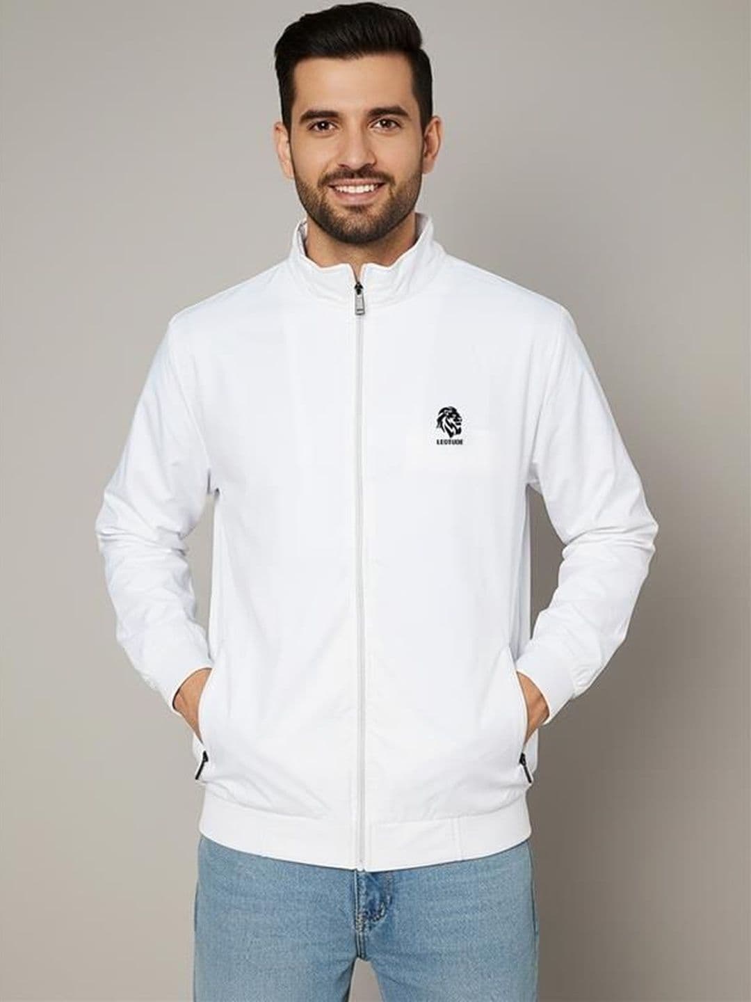 Leotude Men Mock Collar Solid Windcheater Sporty Jacket - view 1