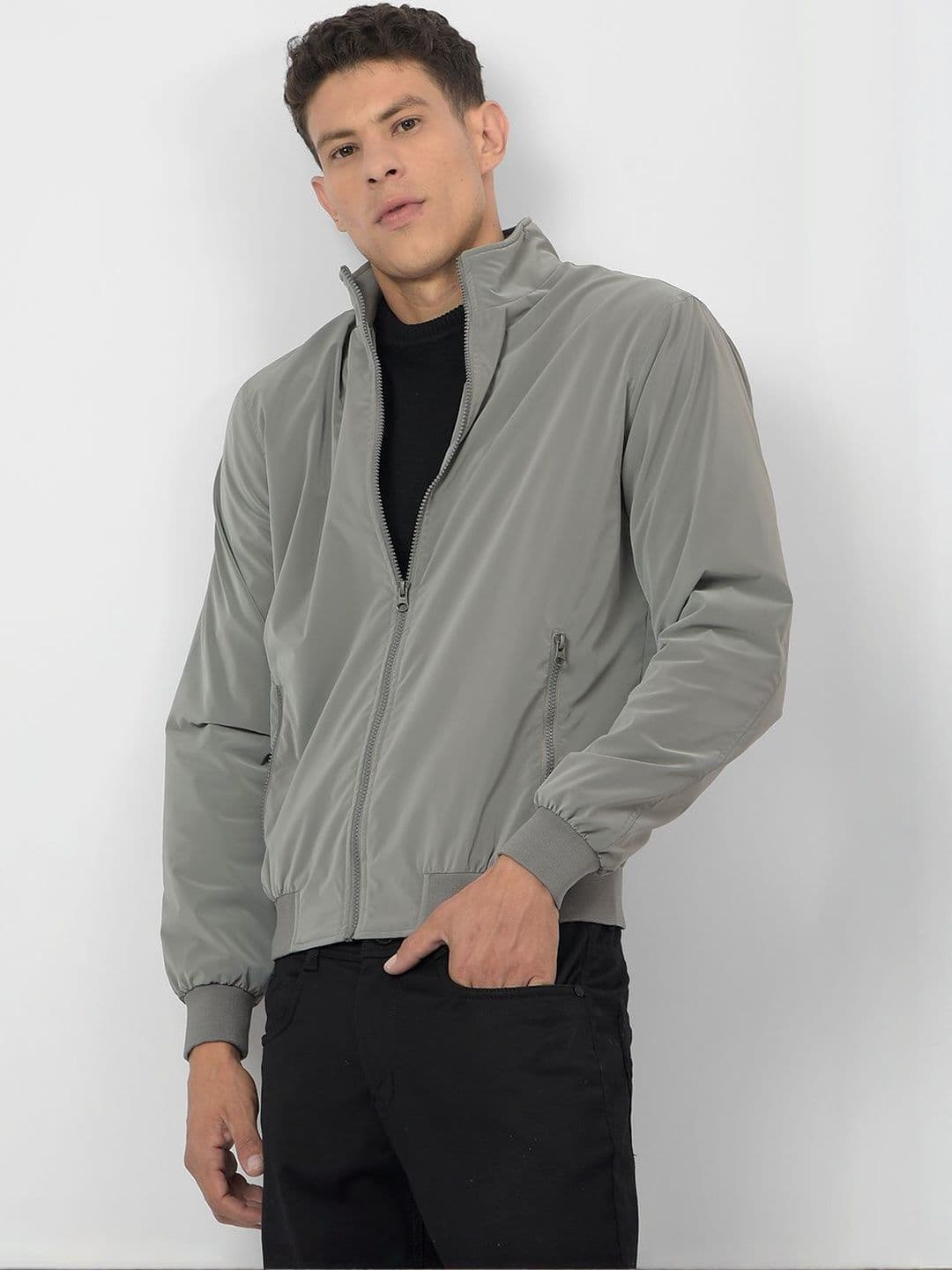 Numero Uno Men Stand Collar Solid Lightweight Bomber Jacket - view 1