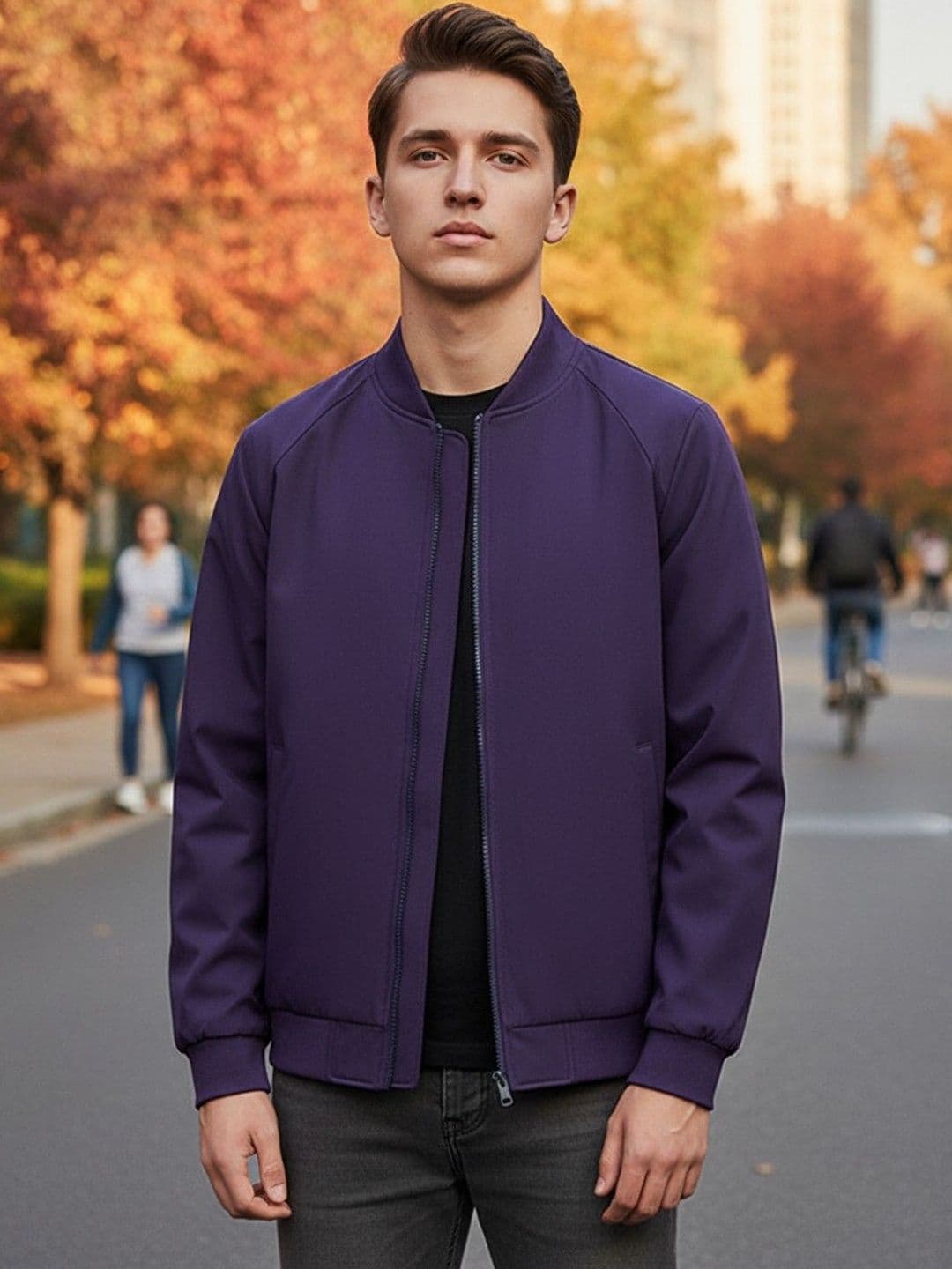 Mast & Harbour Men Stand Collar Solid Bomber Jacket - view 1