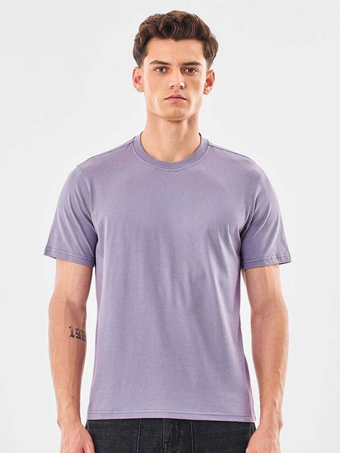 Snitch Men Solid Round Neck Pure Cotton T-shirt - view 1