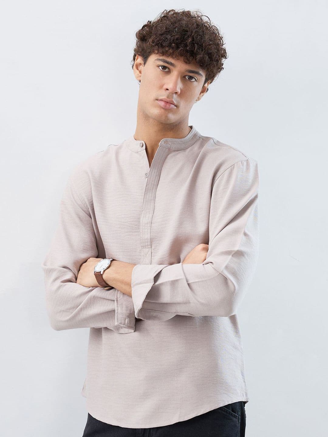 HERE&NOW Men Solid Daily Straight Kurta - view 1