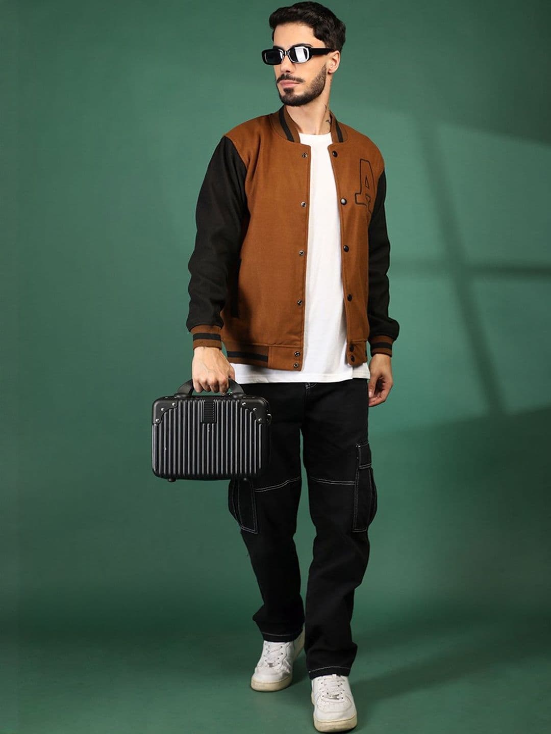 Roadster Men Colourblocked Woollen Lightweight Outdoor Varsity Jacket - view 1