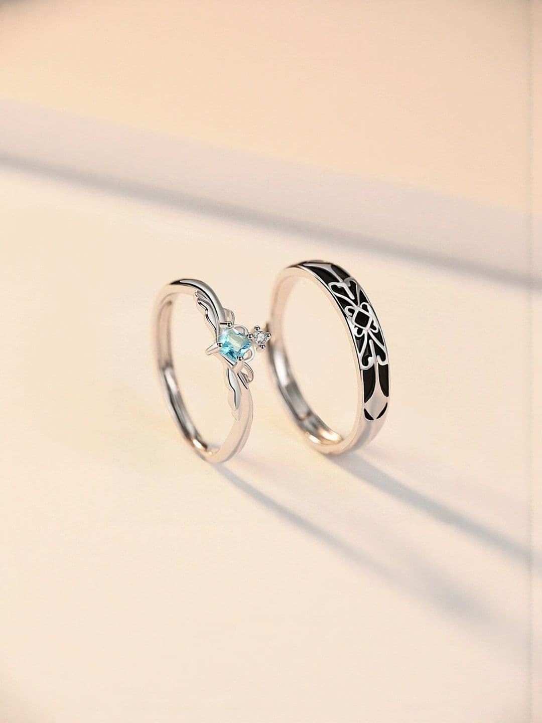 Teeragaj Set Of 2 Stone-Studded Couple Finger Rings - view 1