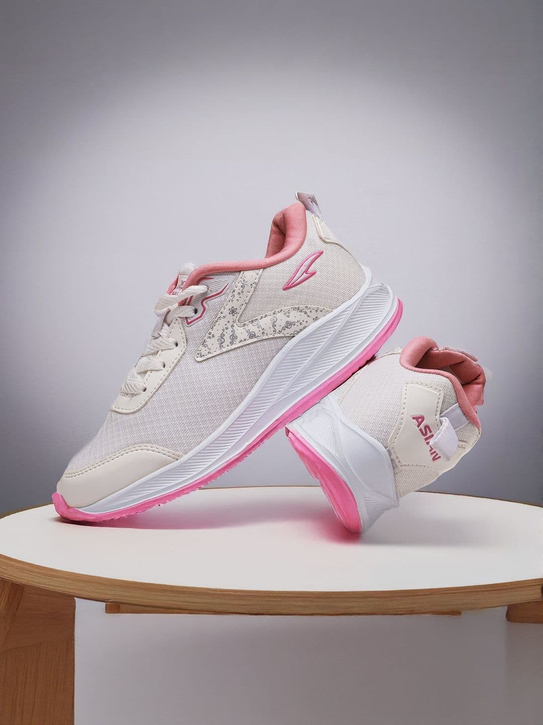 ASIAN Women White And Pink Solid Sneakers - view 1